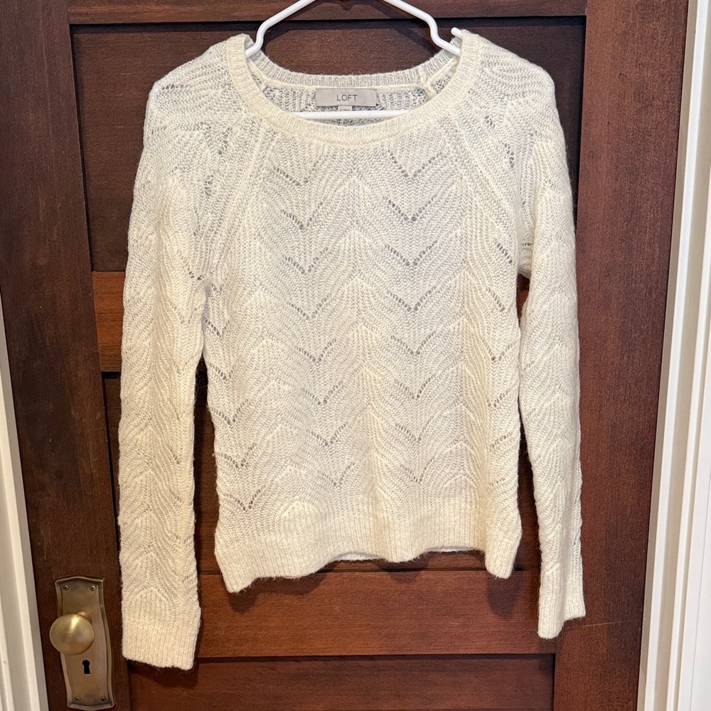 LOFT Women's Ivory Knit Sweater